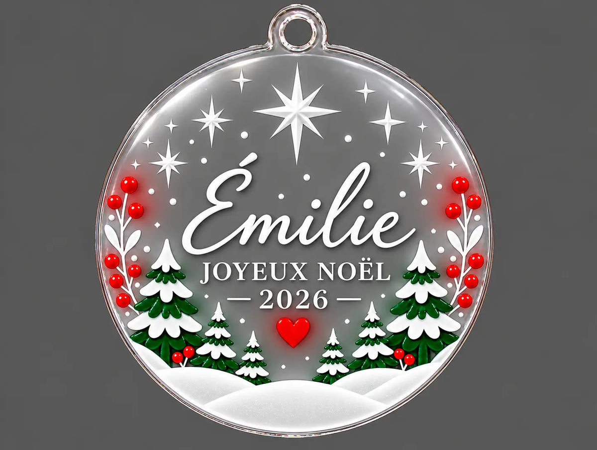 Ornement de Noël personnalisé – Boule acrylique