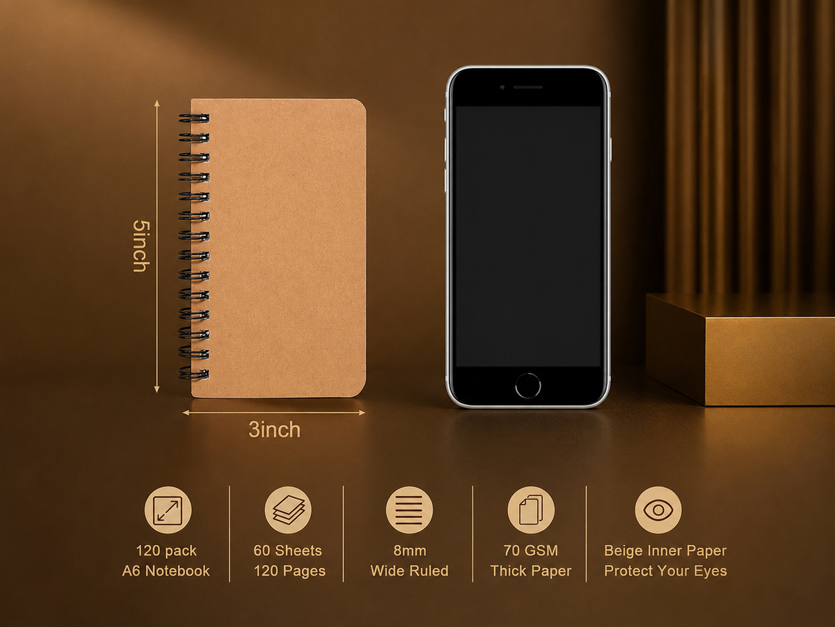 Carnet de notes papier kraft personnalisé — À spirale