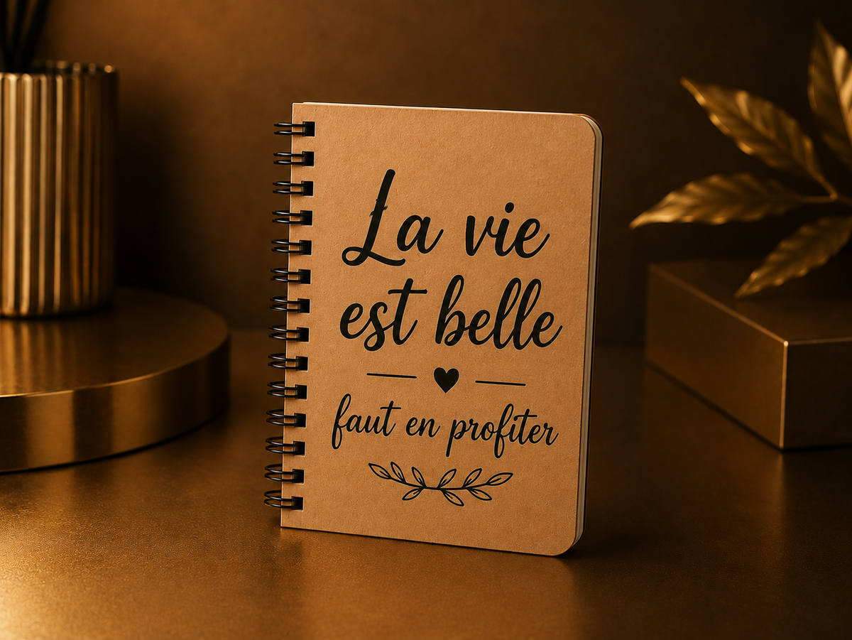 Carnet de notes papier kraft personnalisé — À spirale