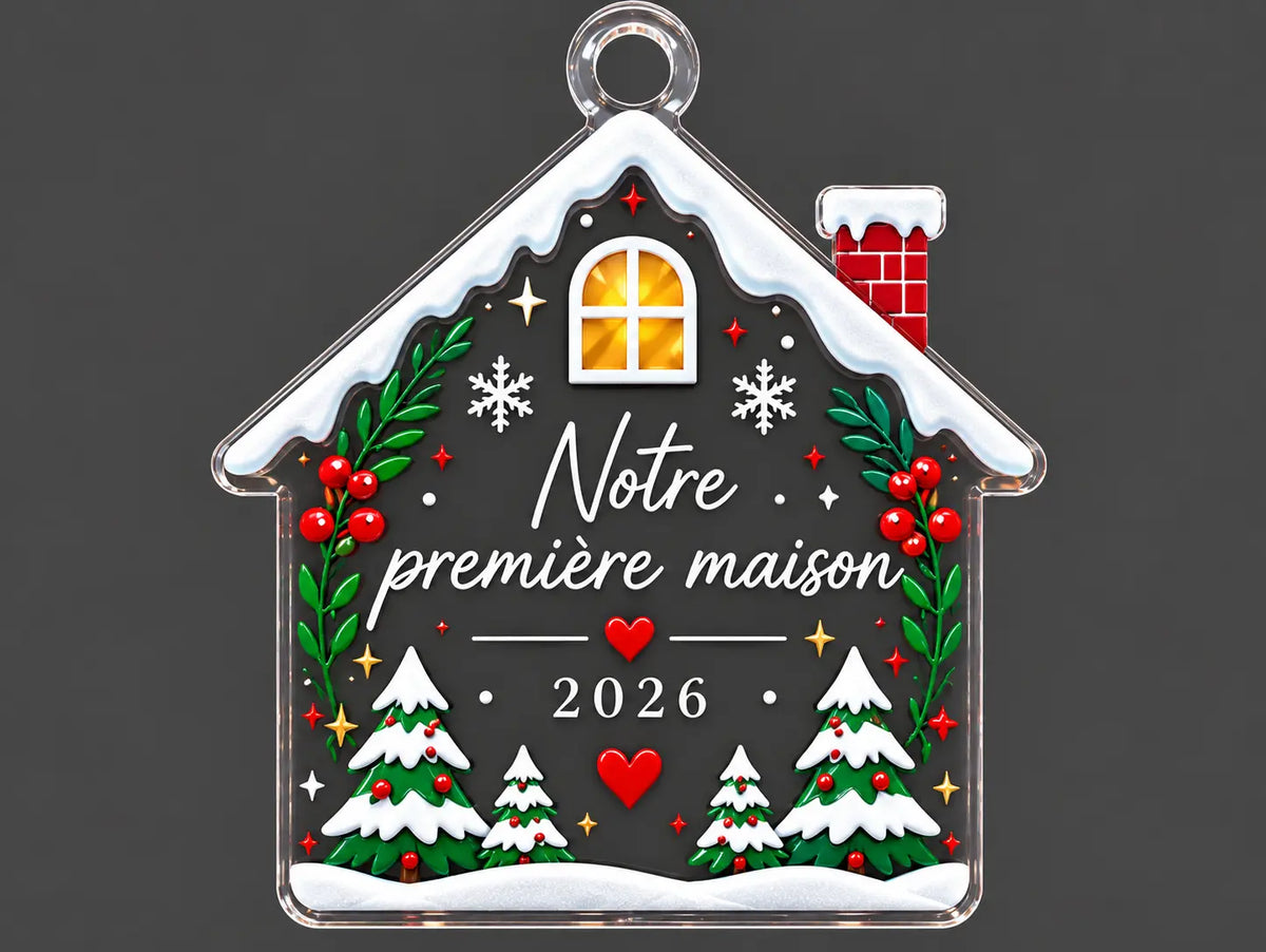 Ornement de Noël personnalisé – Maison acrylique