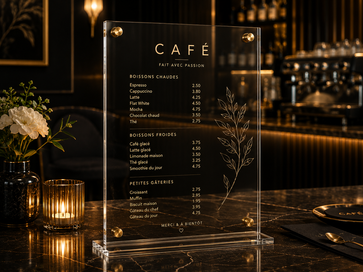 Menu Acrylique Café – Impression UV