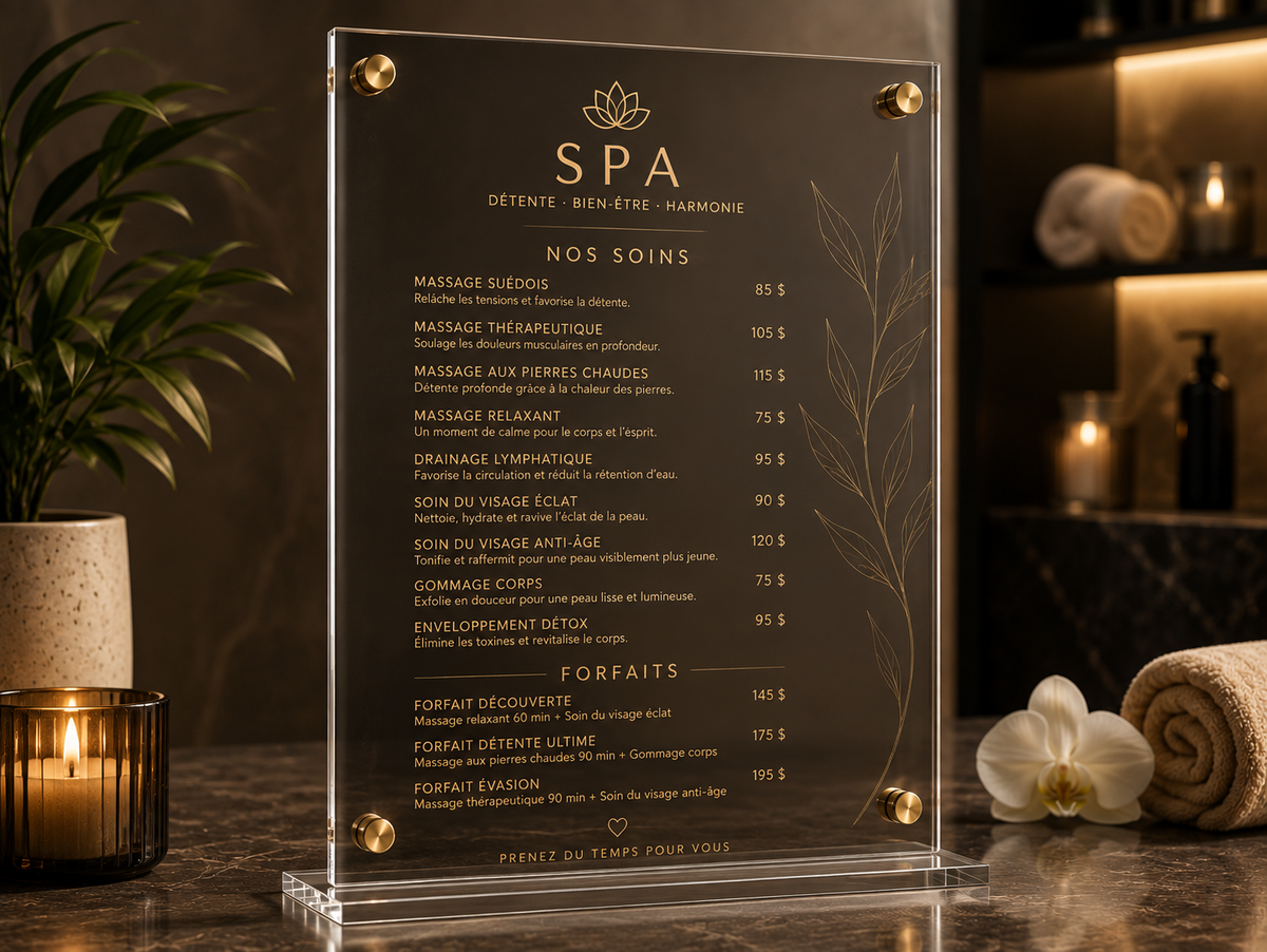 Menu Acrylique Café – Impression UV