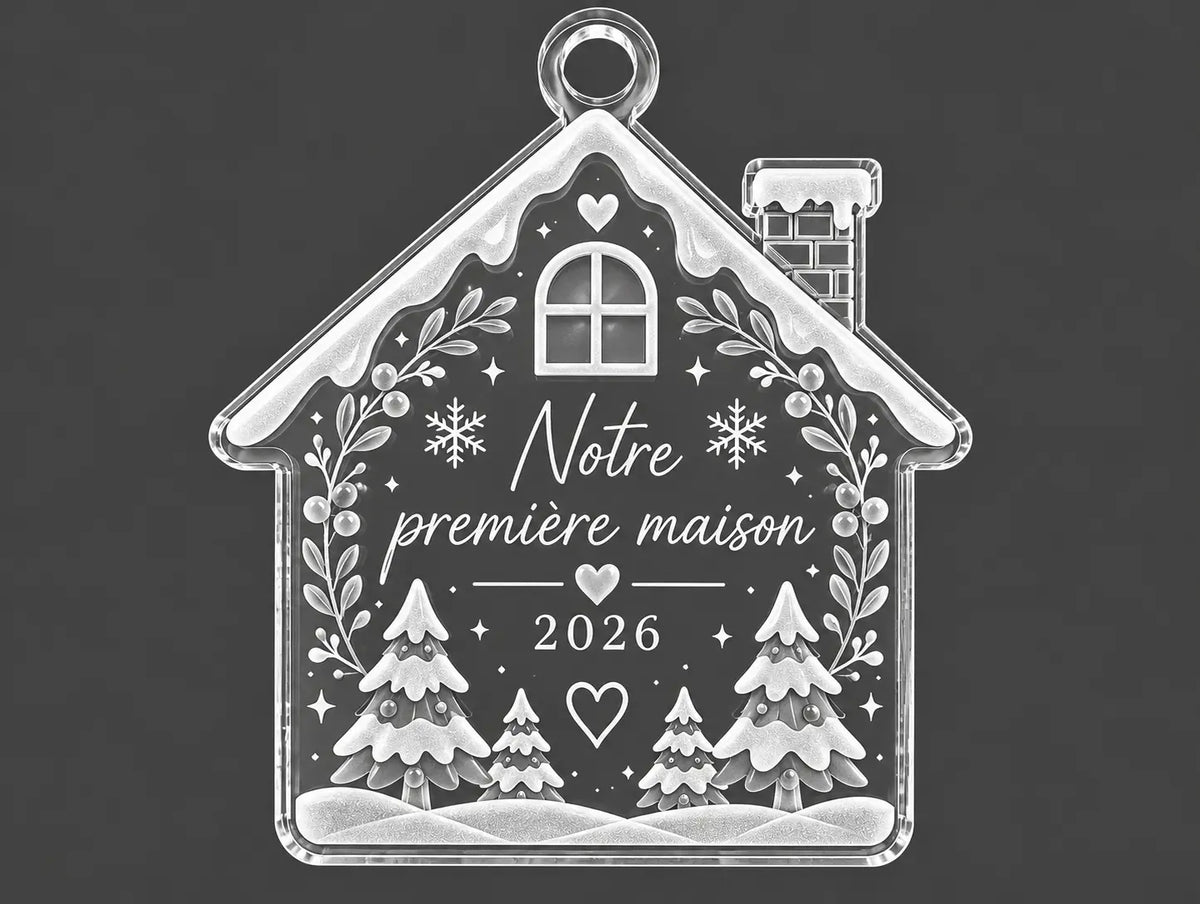 Ornement de Noël personnalisé – Maison acrylique