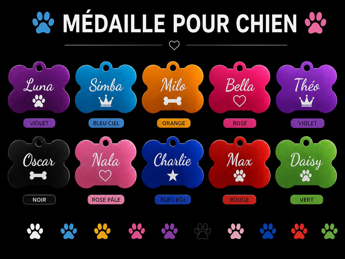 Médaille personnalisée pour chien et chat – Sublimation ou Gravure aluminium