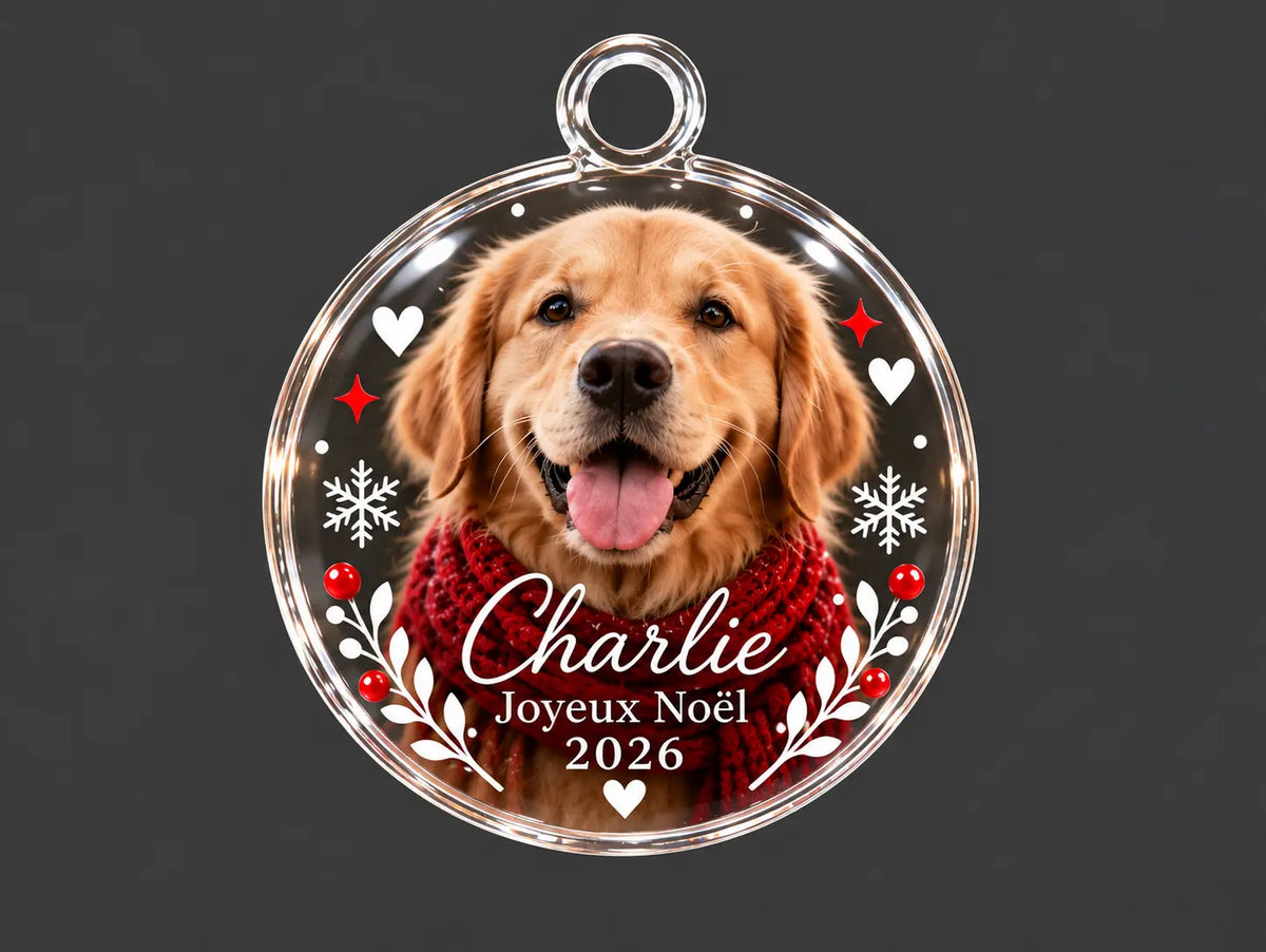 Ornement de Noël personnalisé – Boule acrylique