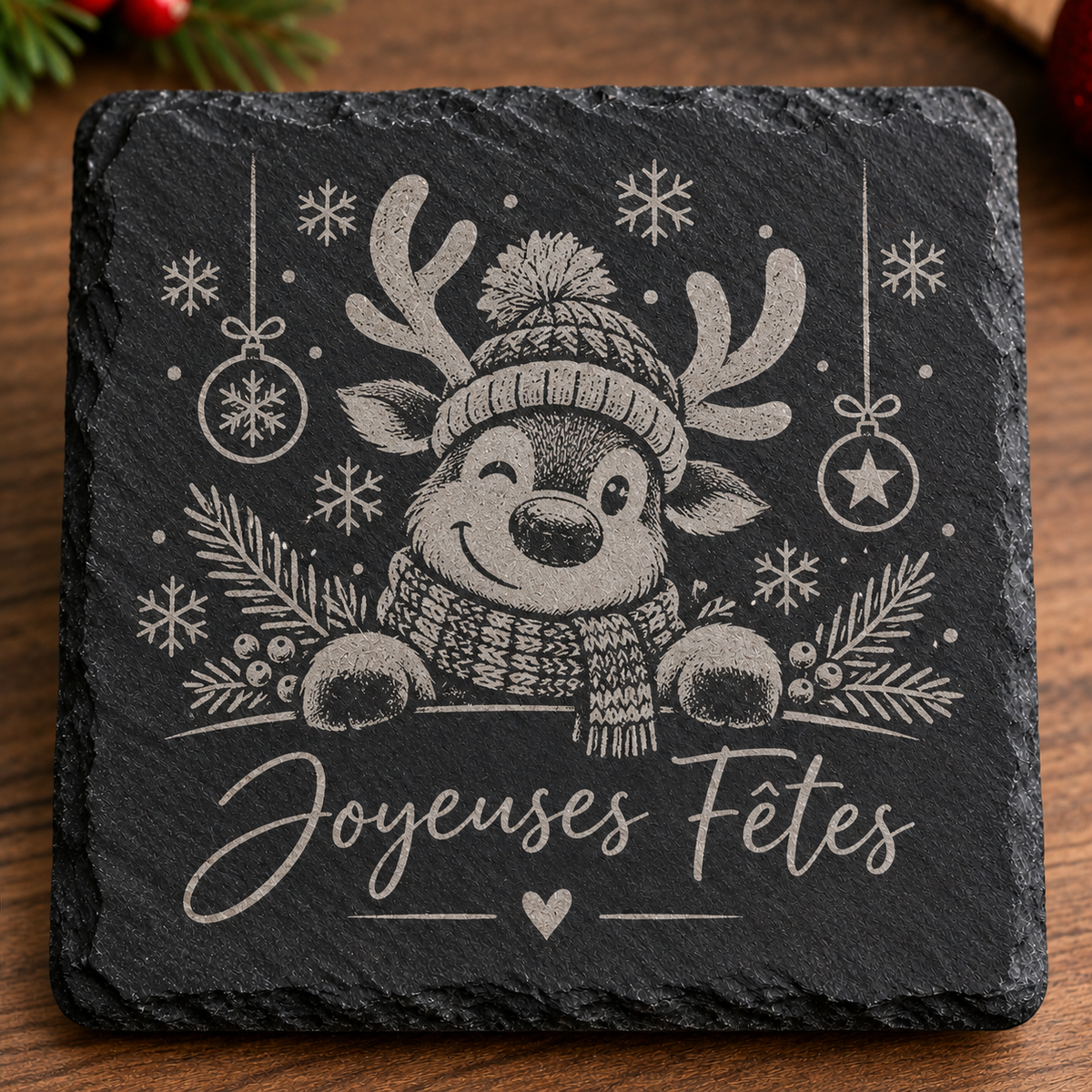 Sous-verres en ardoise noire naturelle 10,2 x 10,2 cm – à personnaliser