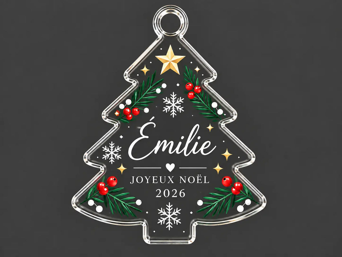 Ornement de Noël personnalisé – Sapin acrylique