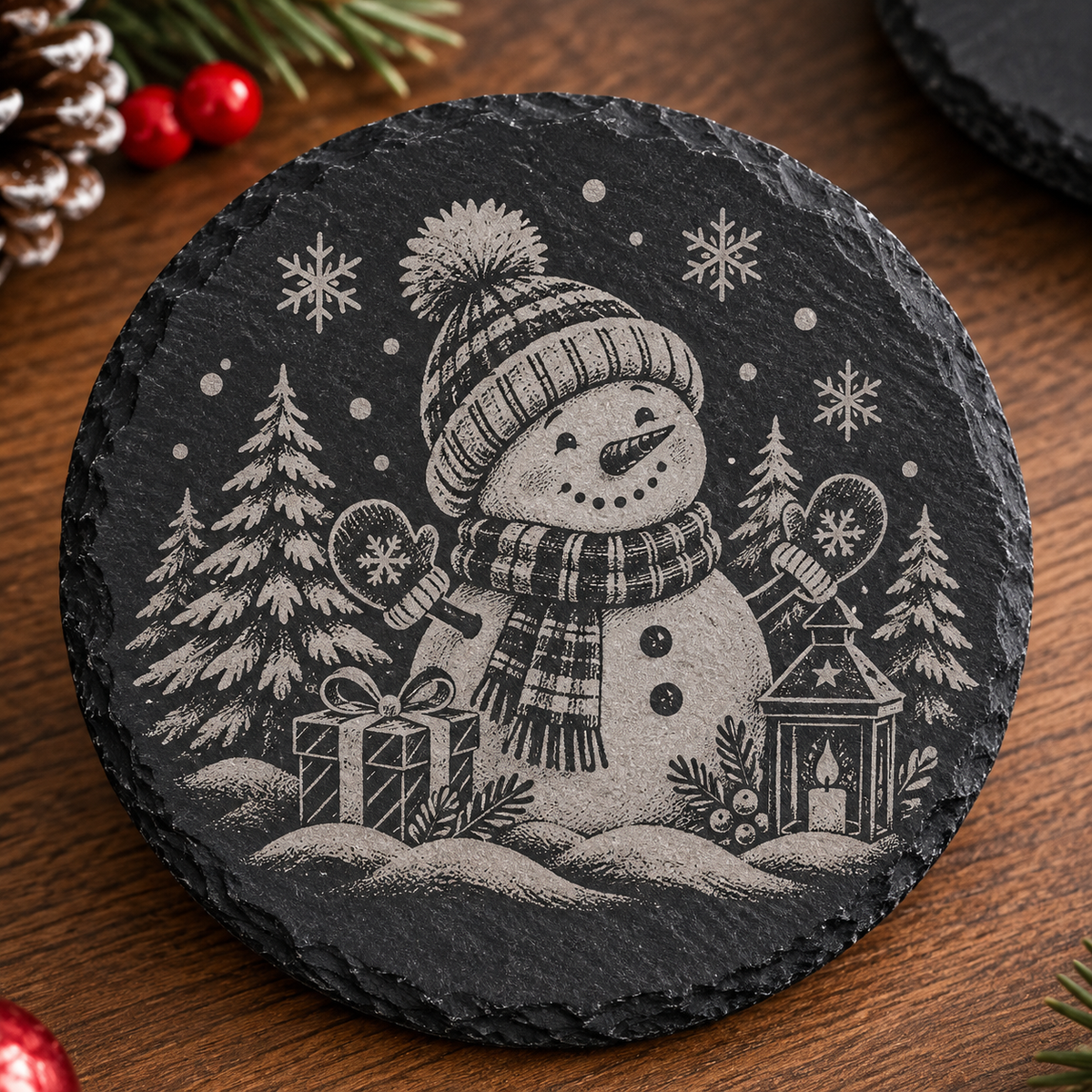 Sous-verres en ardoise noire naturelle 10,2 x 10,2 cm – à personnaliser