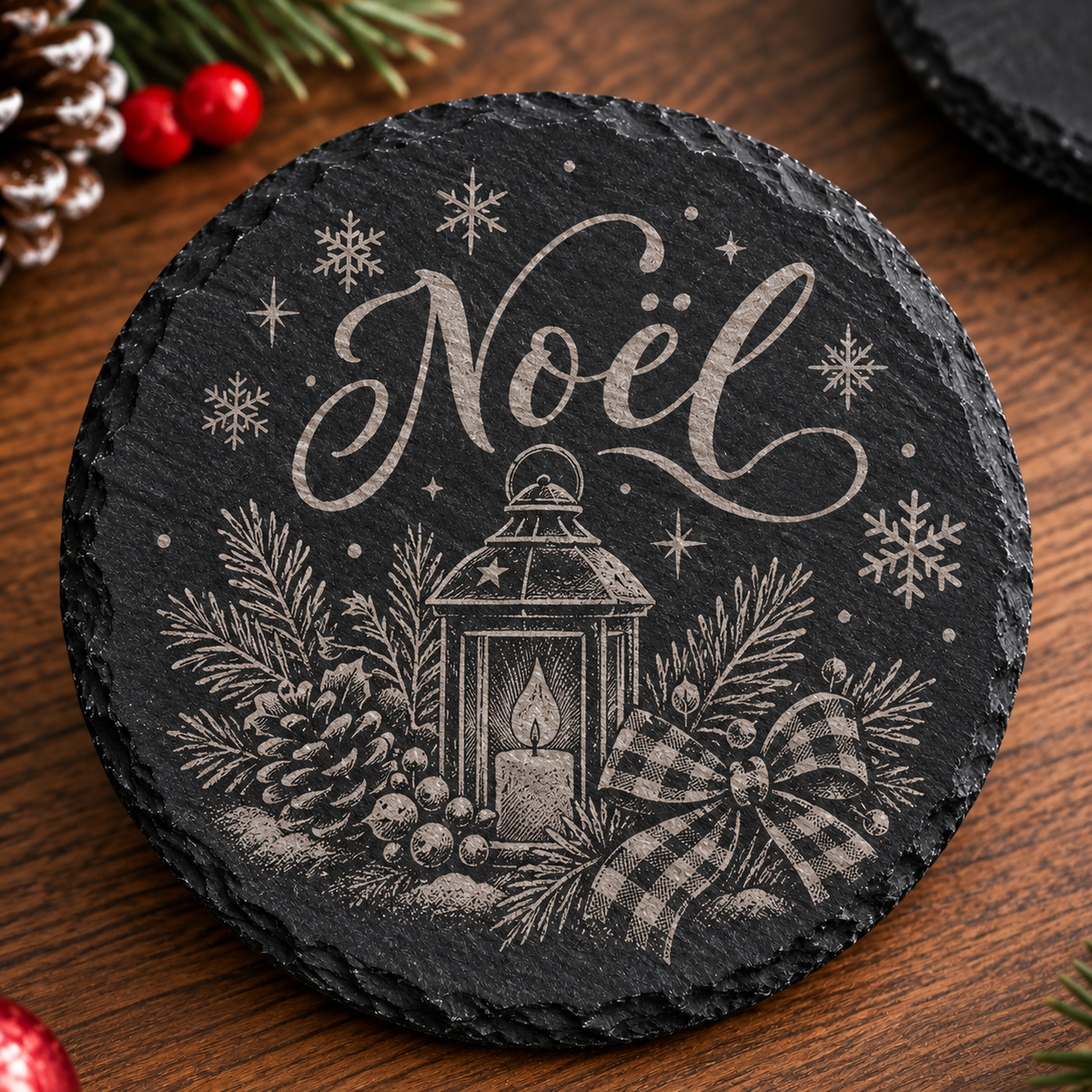Sous-verres en ardoise noire naturelle 10,2 x 10,2 cm – à personnaliser
